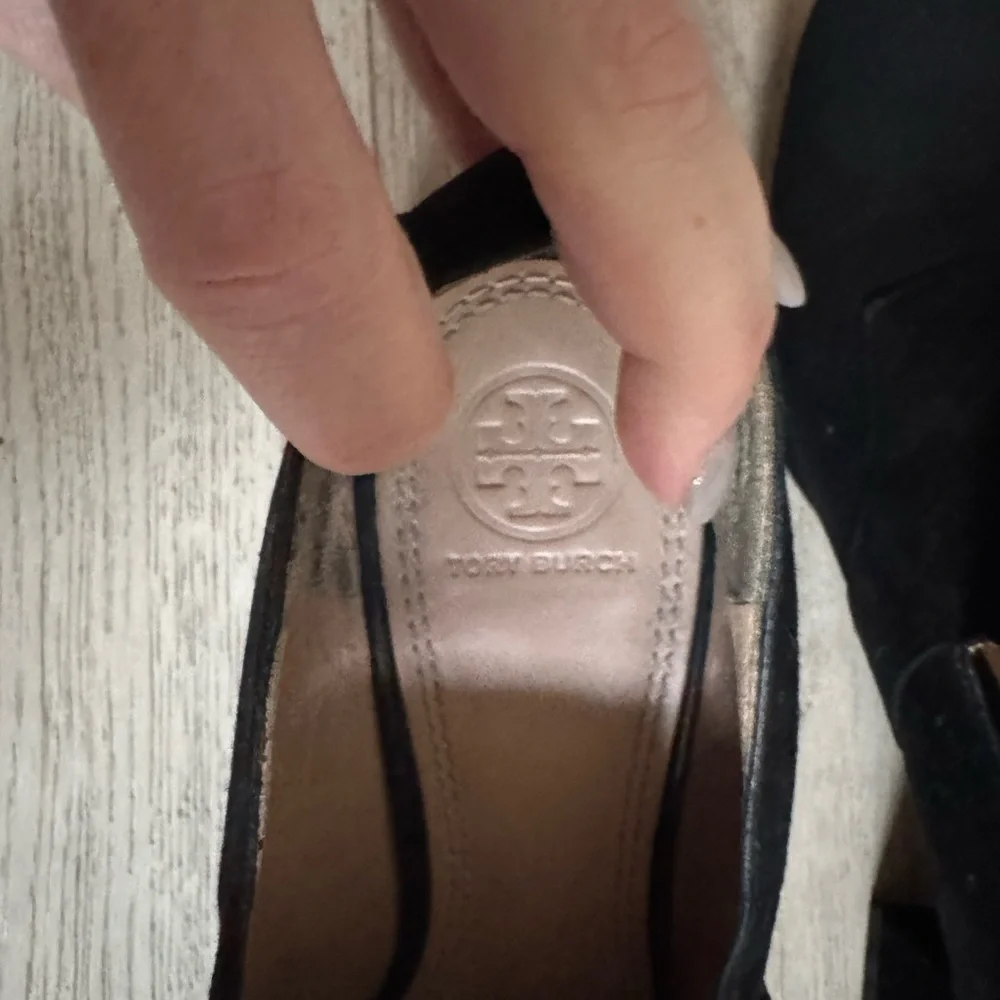 Tory Burch Women's Black Suede Tess Block-Heel Loafers Size 9